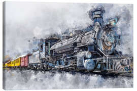 Tableau sur toile  Locomotive à vapeur et chemin de fer à voie étroite de Durango - Peter Roder