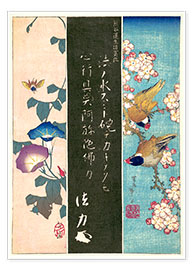 Poster  Oiseau et fleurs - Katsushika Hokusai