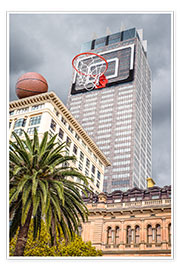 Poster  Panier de basket-ball sur un gratte-ciel - James Popsys