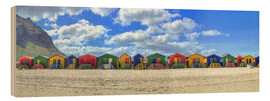 Tableau en bois  Maisons de plage colorées à Muizenberg - HADYPHOTO