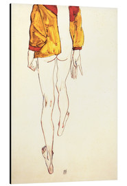 Tableau en aluminium  Demi-nu debout avec une chemise marron - Egon Schiele