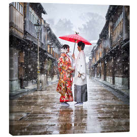 Tableau sur toile  Jeunes mariés en hiver à Kanagawa au Japon - Jan Christopher Becke