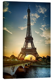 Tableau sur toile  Tour Eiffel, pont d'Iéna et la Seine à Paris
