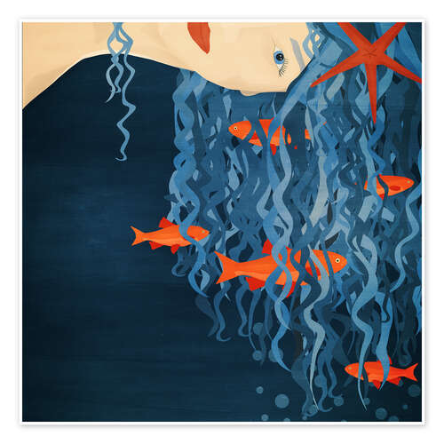 Poster Mermaid with goldfish