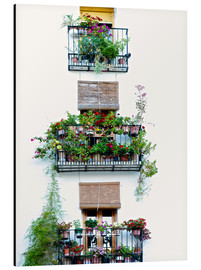 Tableau en aluminium  Façade avec balcons fleuris à Valence