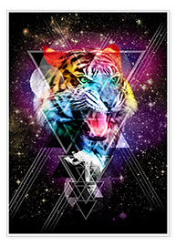 Poster Tigre cosmique multicolore