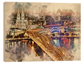 Tableau en bois  Cologne Skyline Cologne Cathedral - Peter Roder