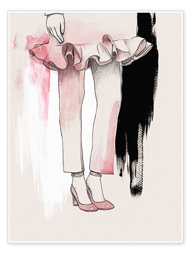 Poster Illustration de mode chaussures roses