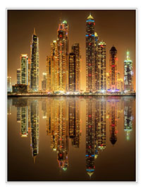 Poster La baie éclairée de la marina de Dubaï