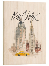 Tableau en bois  Aquarelle New York