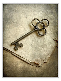 Poster  Still life with old ornamented key - Jaroslaw Blaminsky