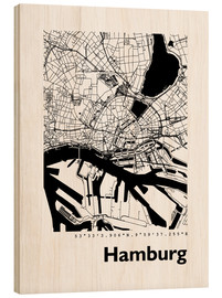 Tableau en bois  Plan de la ville de Hambourg - 44spaces
