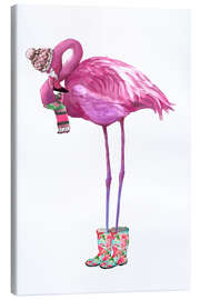 Tableau sur toile  Flamant rose avec des bottes en caoutchouc - Kidz Collection