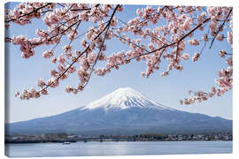 Tableau sur toile  Cerisier en fleurs et Mont Fuji au lac Kawaguchiko, Japon - Jan Christopher Becke