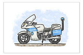 Poster  La moto de police d'Hugo - Hugos Illustrations