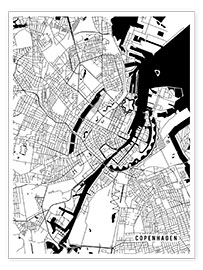 Poster  Carte de Copenhague, Danemark - Main Street Maps