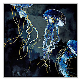 Poster Méduses, océan métallique III