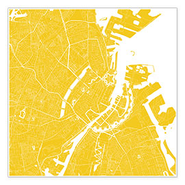 Poster  Plan jaune de la ville de Copenhague - 44spaces