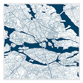 Poster  Carte de la ville de Stockholm - 44spaces
