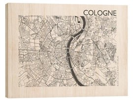 Tableau en bois  Plan de la ville de Cologne - 44spaces