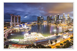 Poster  Skyline de Singapour et Marina Bay Sands - Matteo Colombo