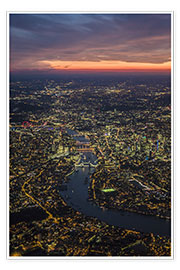 Poster Vue aérienne de Londres au crépuscule