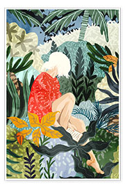 Poster Femme dans la jungle