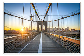 Poster Pont de Brooklyn au coucher du soleil