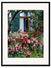 Impression artistique encadrée  Des fleurs devant la fenêtre - Franz Grässel