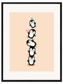Impression artistique encadrée  Amis pingouins - Julia Reyelt