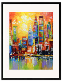 Impression artistique encadrée  Horizon lumineux de New York - Olha Darchuk